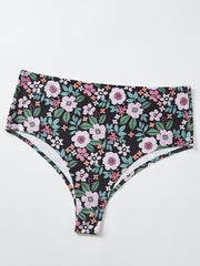 3 Pack Plus Size Ditsy Floral Print Panties Set Medium Stretch