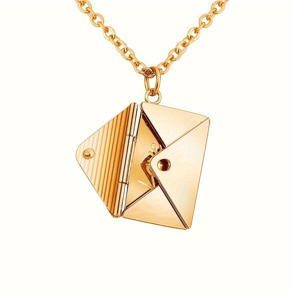Personalized Name Necklace with Envelope Pendant - Stainless Steel