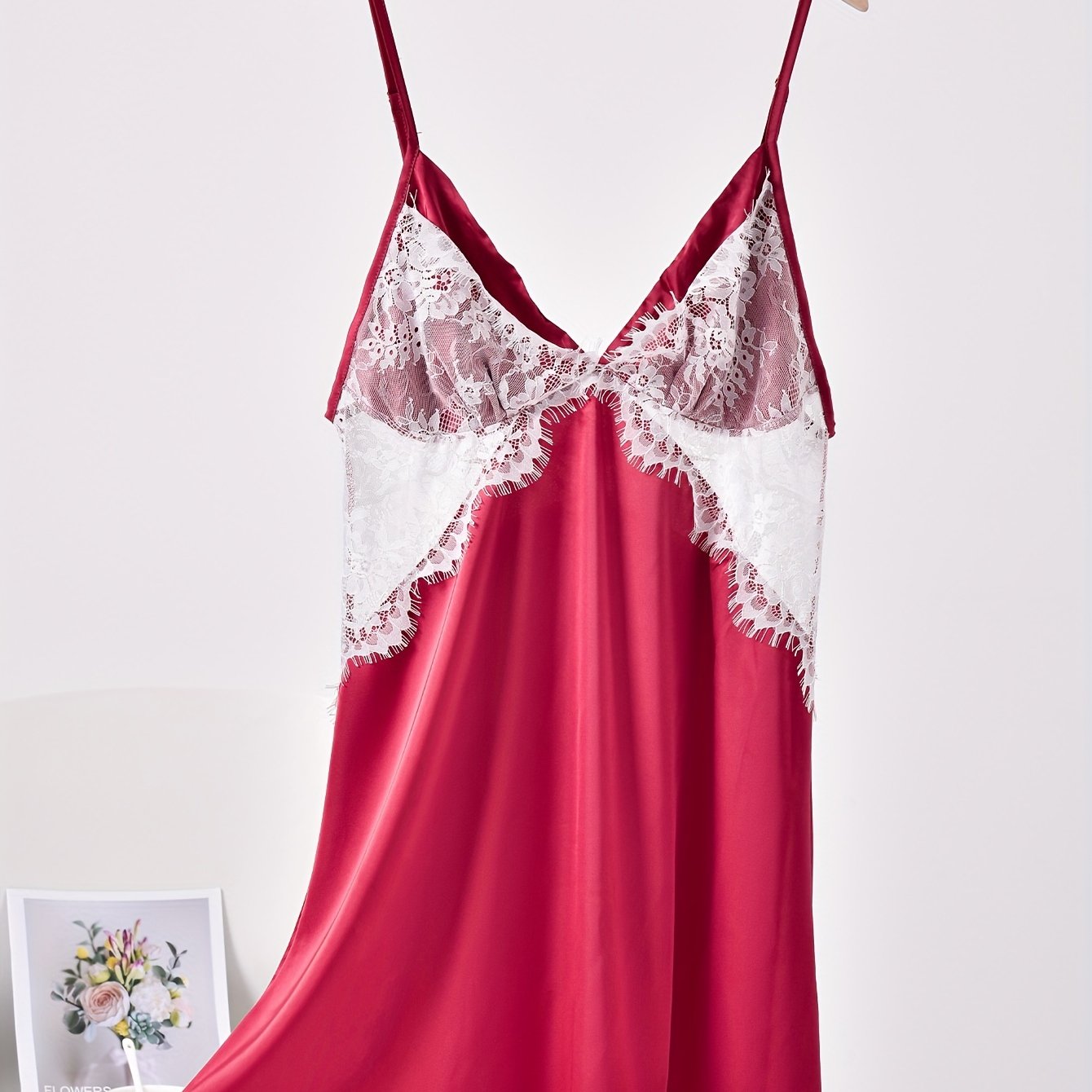 Satin Nightdress V Neck Spaghetti Strap Sleep Dress Women's Sleepwear