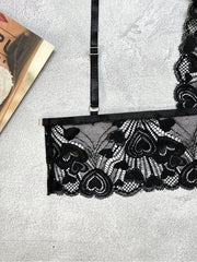 Sultry Floral Lace Lingerie Set Unlined Bra & Leopard Shorts