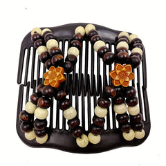 Boho Wooden Beaded Double Side Hair Comb