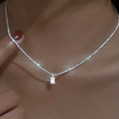 Zircon Necklace With Tiny Pendant Copper Neck Chain Jewelry