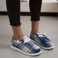 Women's Plaid Canvas Shoes Outdoor Lightweight Low Top Shoes