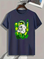 Cartoon Print Men's Graphic T-Shirt for Summer