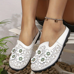 Women's Floral Pattern Loafers Slip On Comfy Shoes Casual Summer Footwear