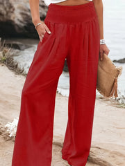 Boho Wide Leg Pants High Waist Casual Vacation Pants