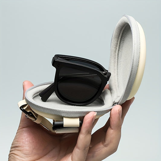 Square Frame Foldable Sunglasses Solid Glasses Rivet Decor UV400
