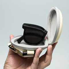 Square Frame Foldable Sunglasses Solid Glasses Rivet Decor UV400