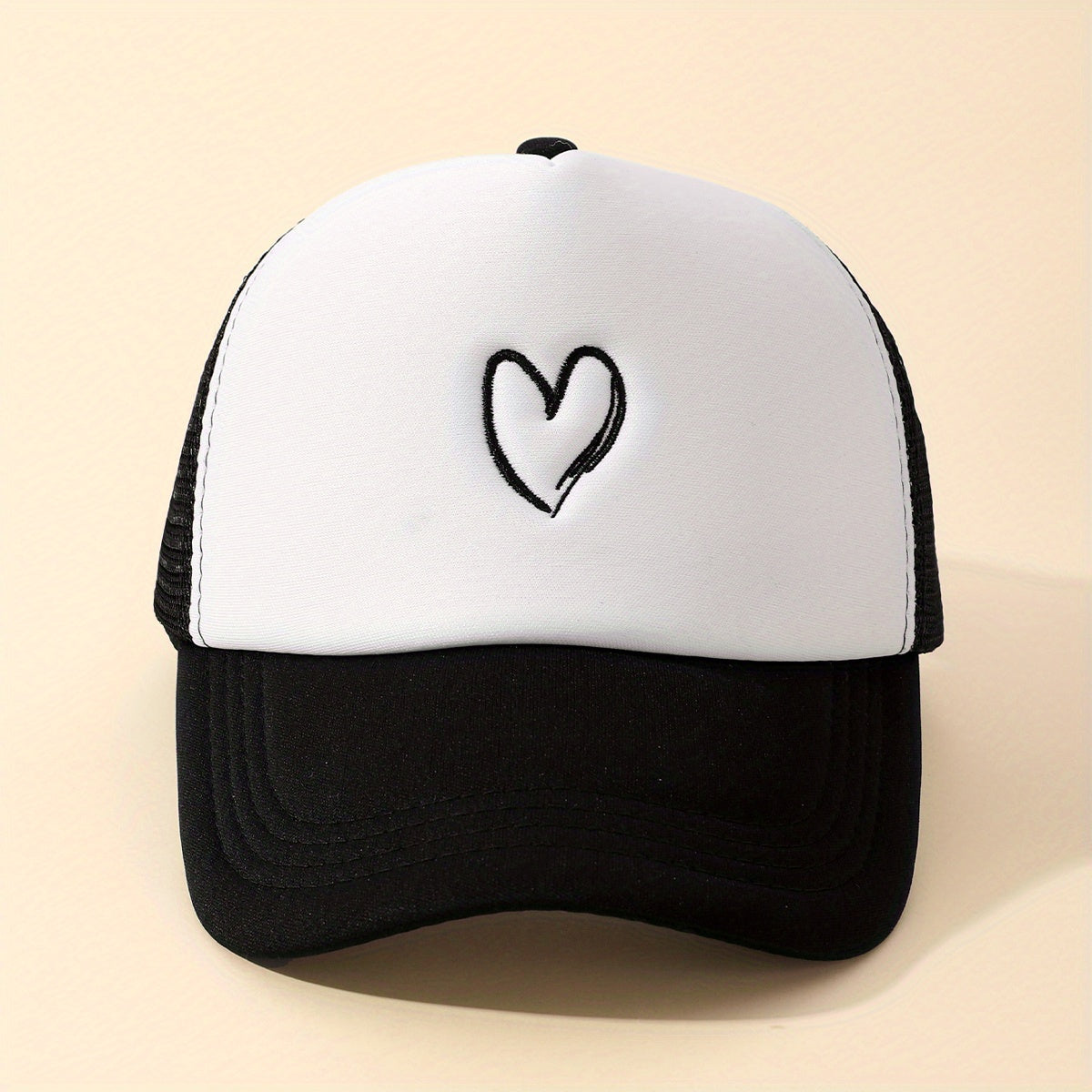Heart Embroidery Mesh Baseball Cap