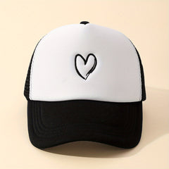 Heart Embroidery Mesh Baseball Cap
