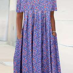  Women's Floral Print Pleated Dress