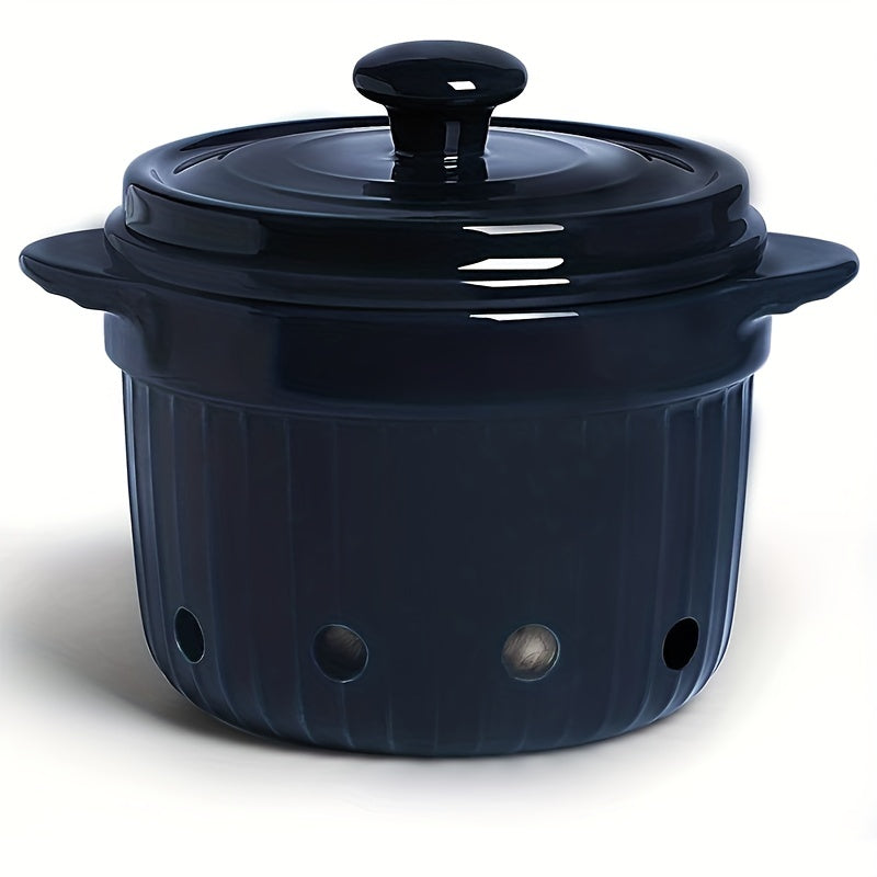 Ceramic Garlic Keeper with Lid Countertop Storage Bowl
