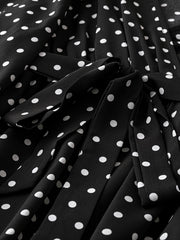  Polka Dot Long Sleeve Dress With Belt