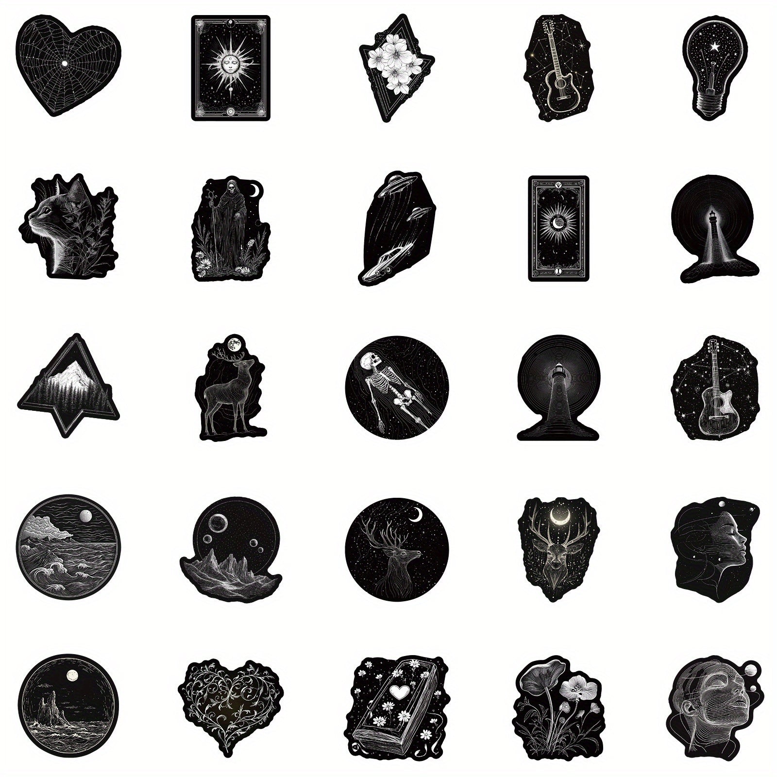 50pcs Dark Mystery Gothic Graffiti Stickers Vintage Vinyl Decals