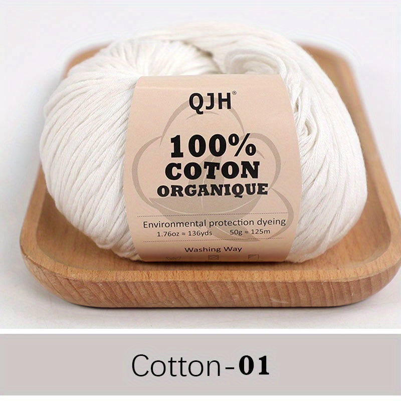 Organic Cotton Yarn Skeins Soft Crocheting Knitting Craft Project 50g roll 125m