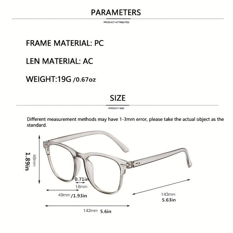 Light Blocking Eyeglasses Lens Clear Casual Eyewear Classic