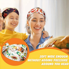 Maple Print Headband Criss Cross Headdress Pumpkin Sunflower Pattern