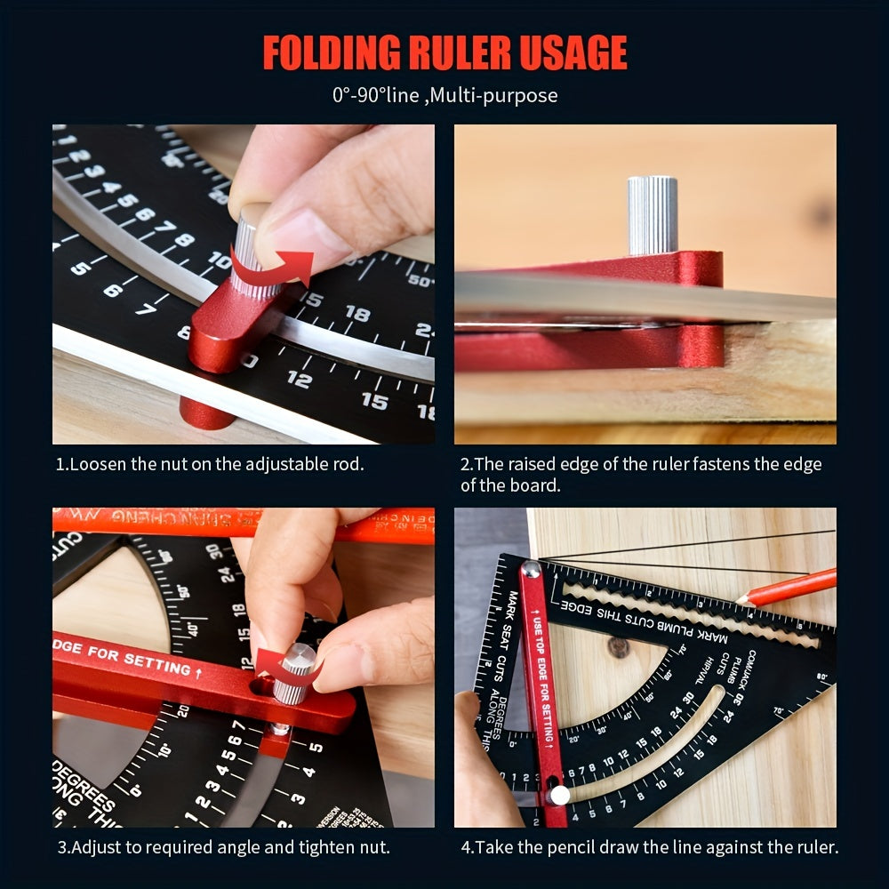 Aluminum Alloy Triangle Angle Protractor & Speed Square Measuring Ruler