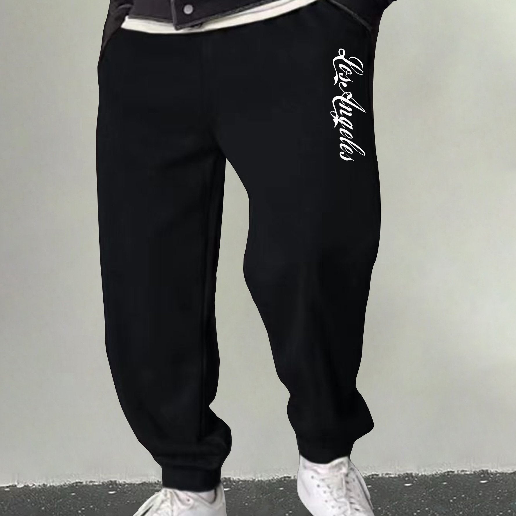 Men's LA Print Sweatpants Casual Stretch Breathable Drawstring Pants