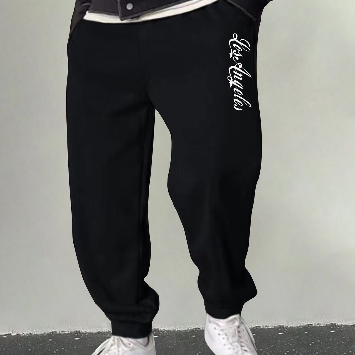 Men's LA Print Sweatpants Casual Stretch Breathable Drawstring Pants