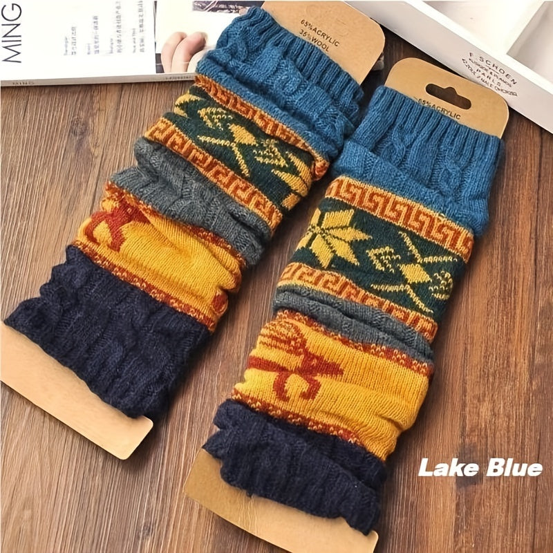 Winter Twist Snowflake Fawn Knee Socks Warm Leg Foot Covers