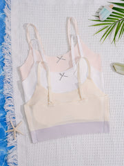 Seamless Girl Underwear Set: Fixed Cup, Matching Small Strap