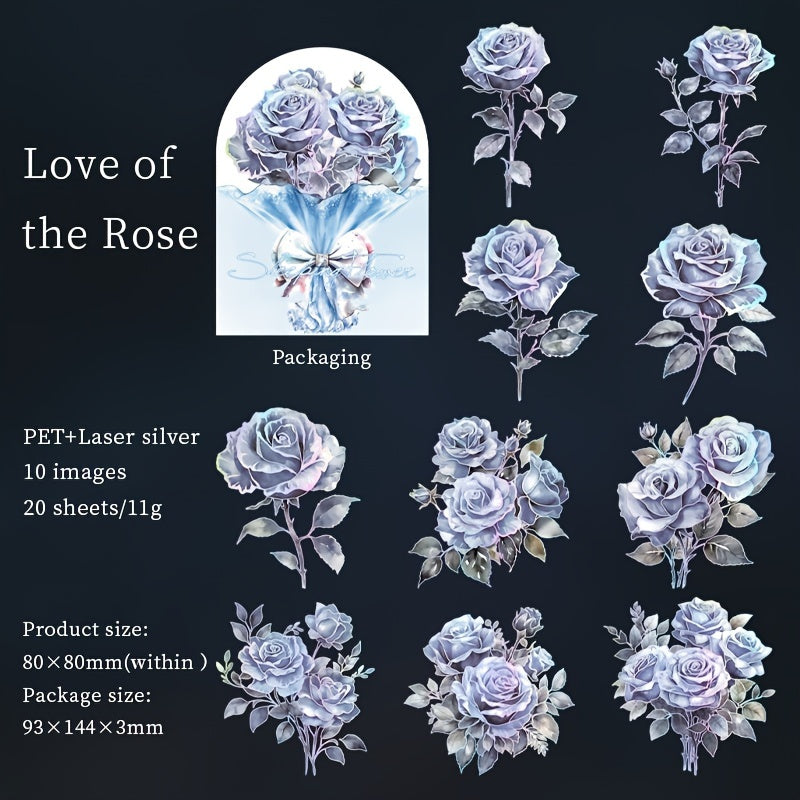 20pcs Sleeping Flower Laser Silvery Journal PET Sticker Pack