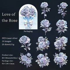 20pcs Sleeping Flower Laser Silvery Journal PET Sticker Pack