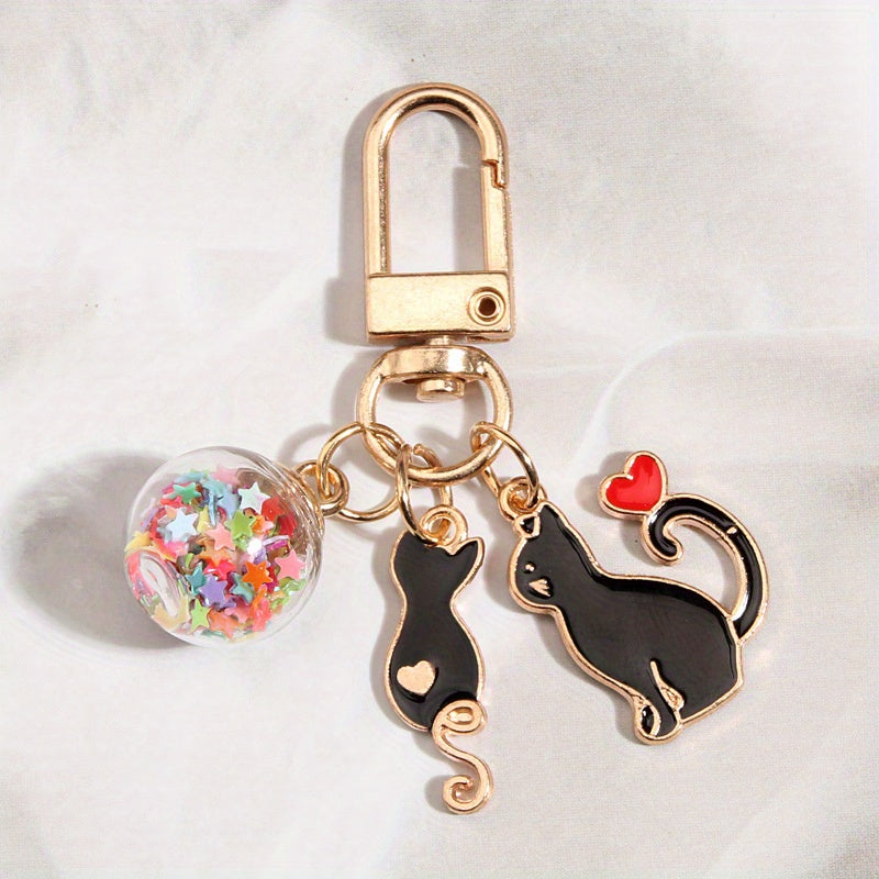 Cartoon Cat Keychain Animal Key Ring Purse Handbag Car Charm Phone Pendant Gift