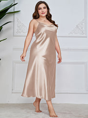  Luxe Satin Cowl Neck Cami Maxi Nightgown