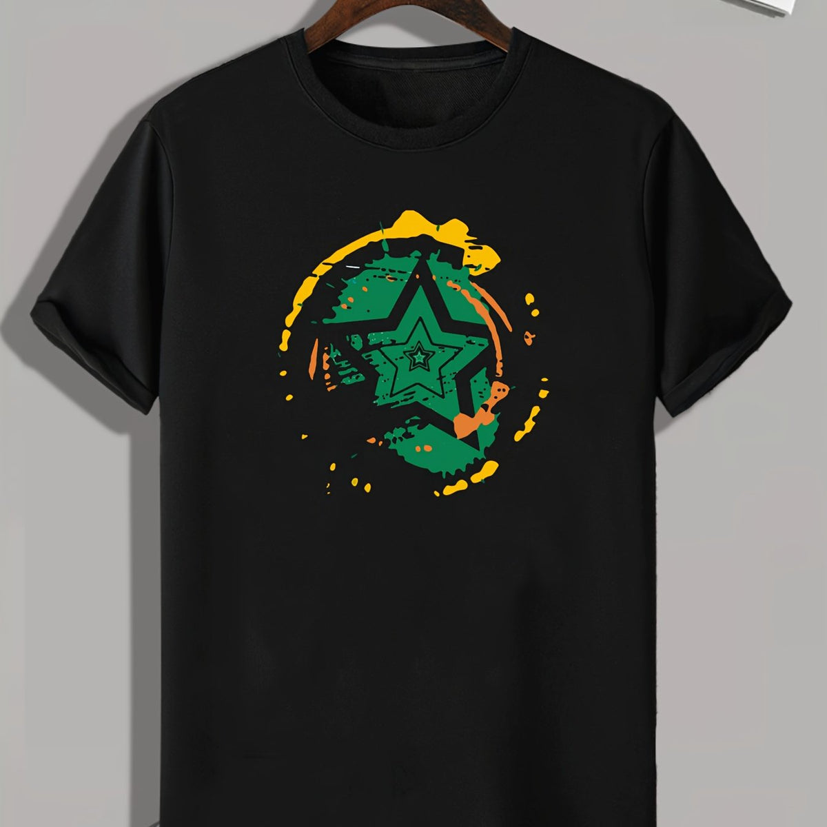 Star Pattern Print Men's T-shirt for Fitness Activities