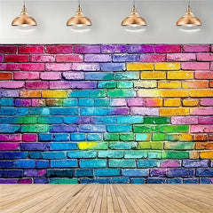 Colorful Brick Wall Backdrop for Events with Tripod Stand