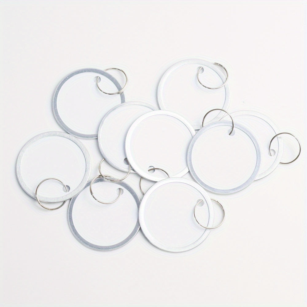50pcs 1.57'' Metal Key Tags Round Paper Tags w/ Split Rings 40mm