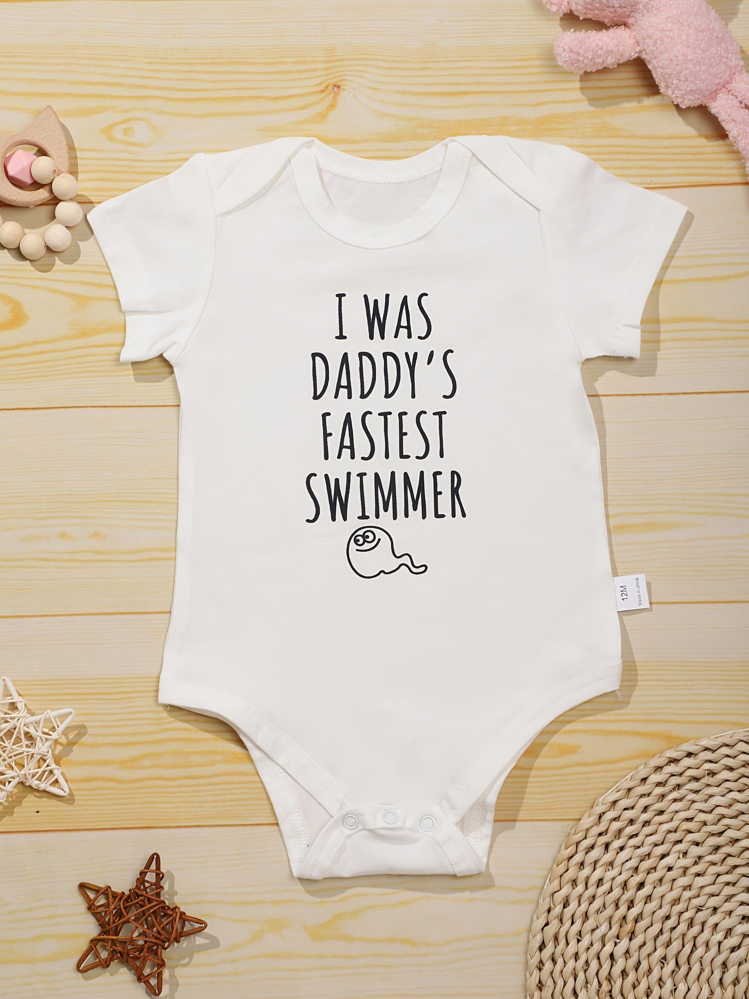 Baby Boys Fastest Swimmer Print Romper For Summer