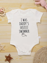 Baby Boys Fastest Swimmer Print Romper For Summer