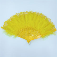 Yellow Plush Folding Fan Dance Performance Fan Photography Props