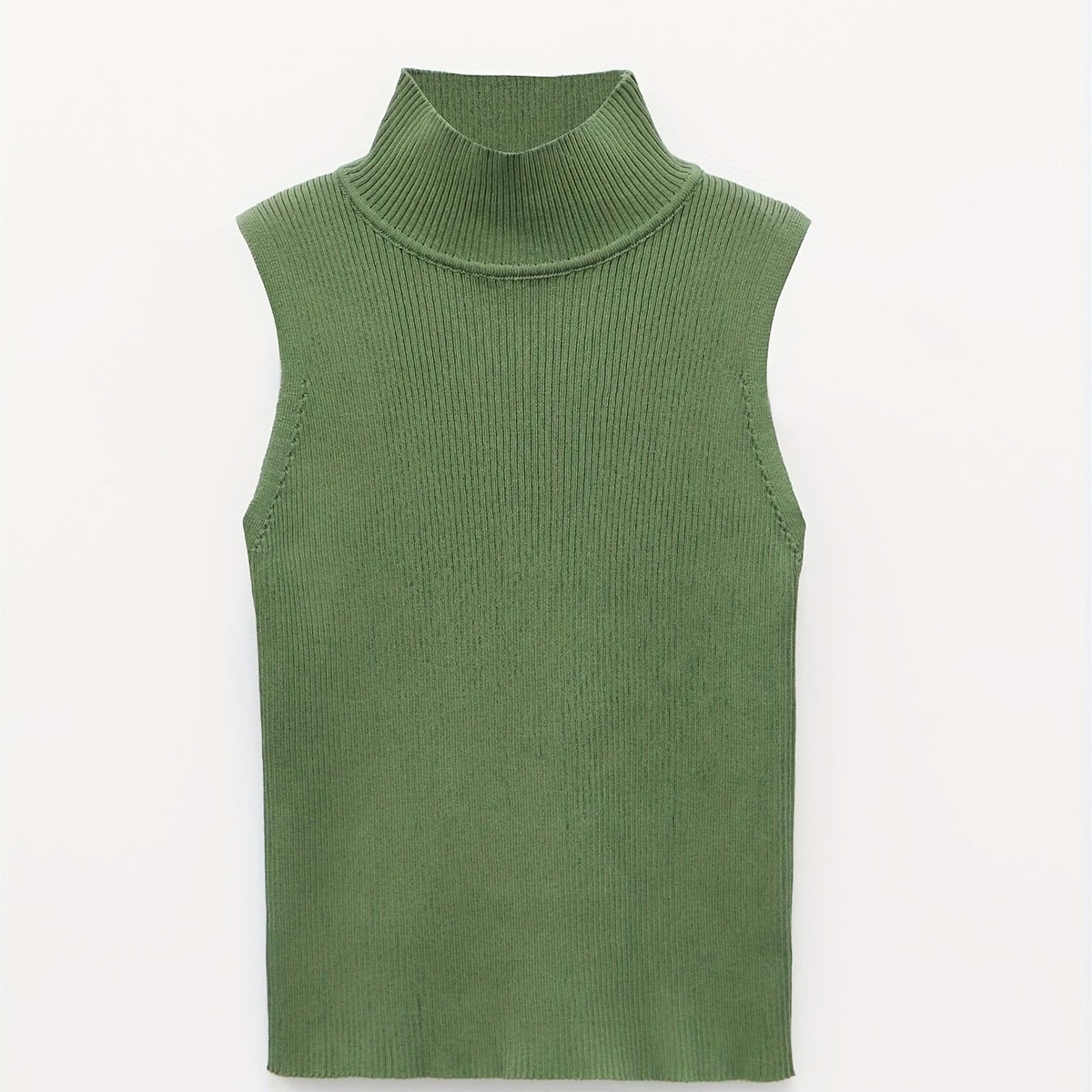 Skinny Ribbed Tank Top High Neck Sleeveless Solid Top
