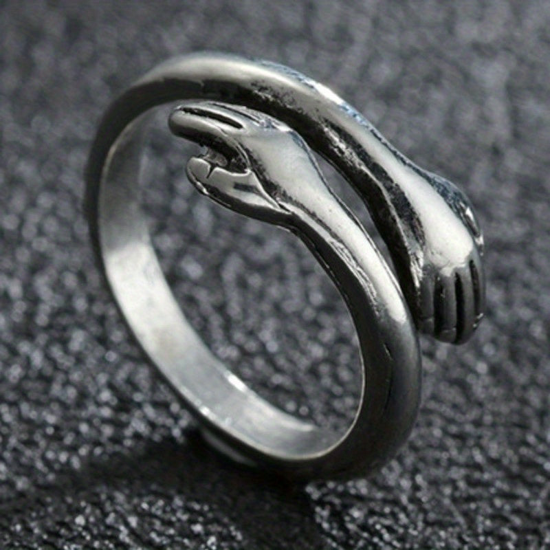 Men's Vintage Flower Snake Hug Ring Punk Metal Boho Party Jewelry