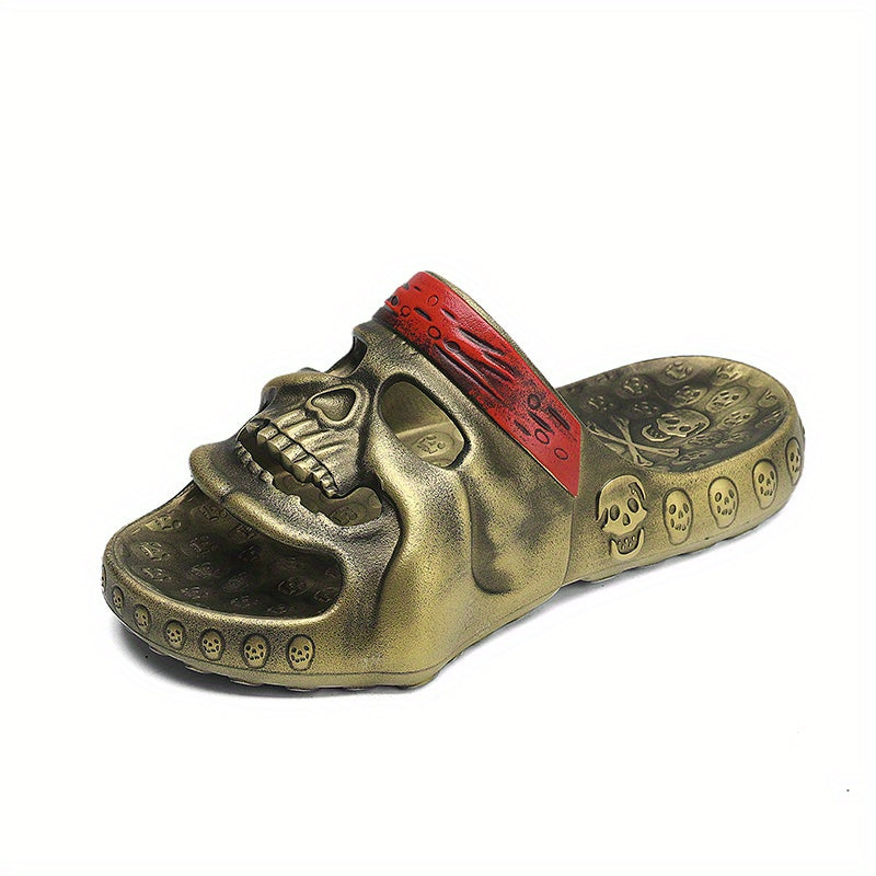 Men's Skull Slides Non Slip Slippers Open Toe Shoes Indoor Outdoor