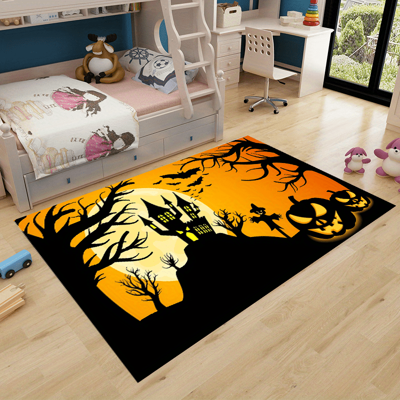 Halloween Bat Pattern Area Rug Anti Slip Washable Carpet