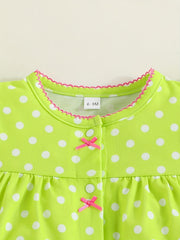 Striped Polka Dot Open Front 3pcs Set Baby Girls Bodysuits