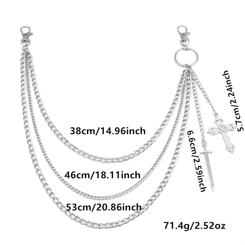 Geometric Cross Pants Chain Sword Pendant Decoration