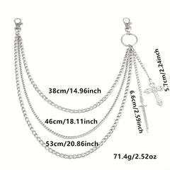 Geometric Cross Pants Chain Sword Pendant Decoration