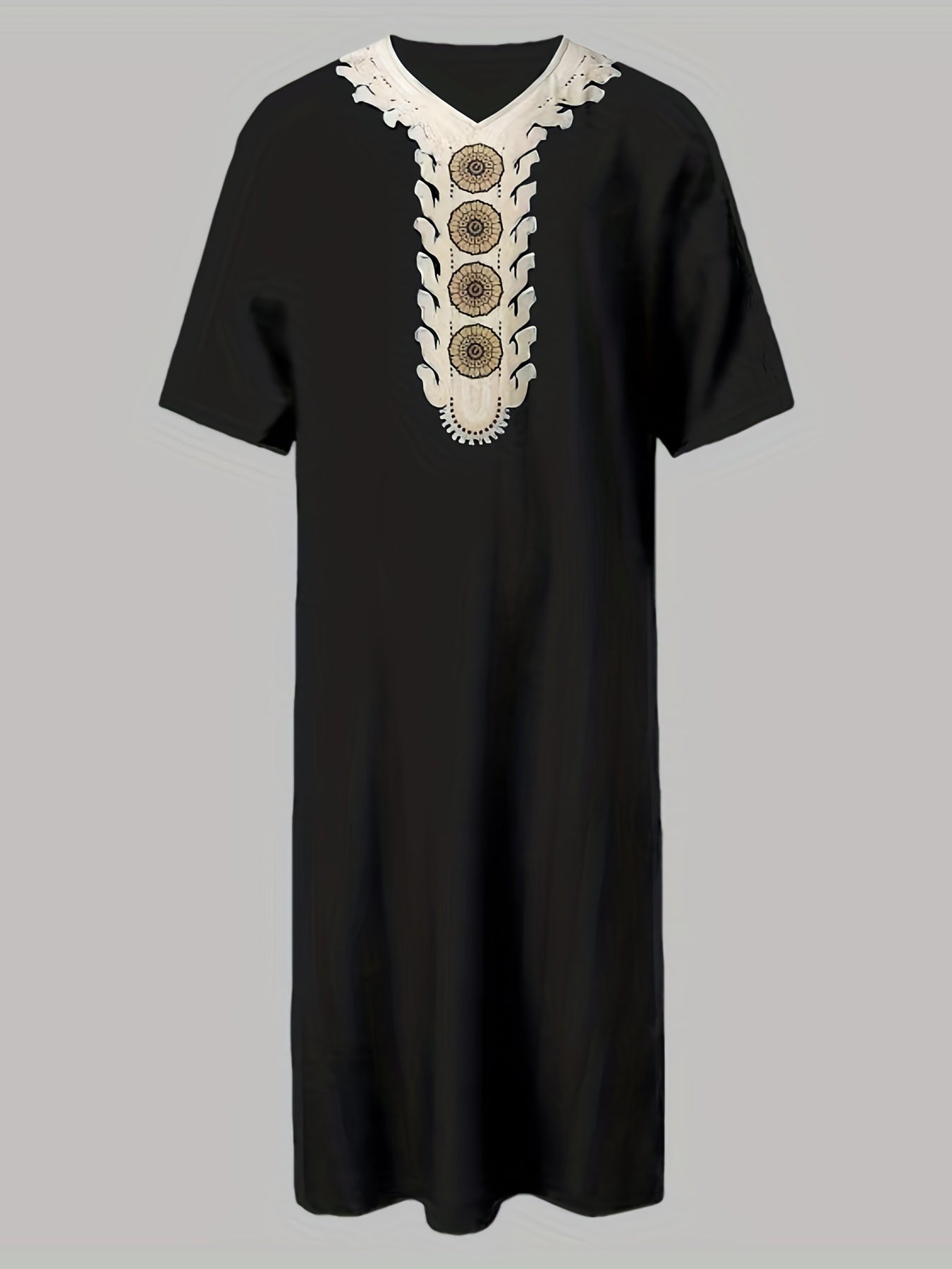 Arabic Kaftan Men Half Sleeve Muslim Clothes Vintage Casual Dubai Jubba Thobe