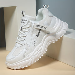 Women's Faux Leather Chunky Sneakers Non Slip Running Shoes