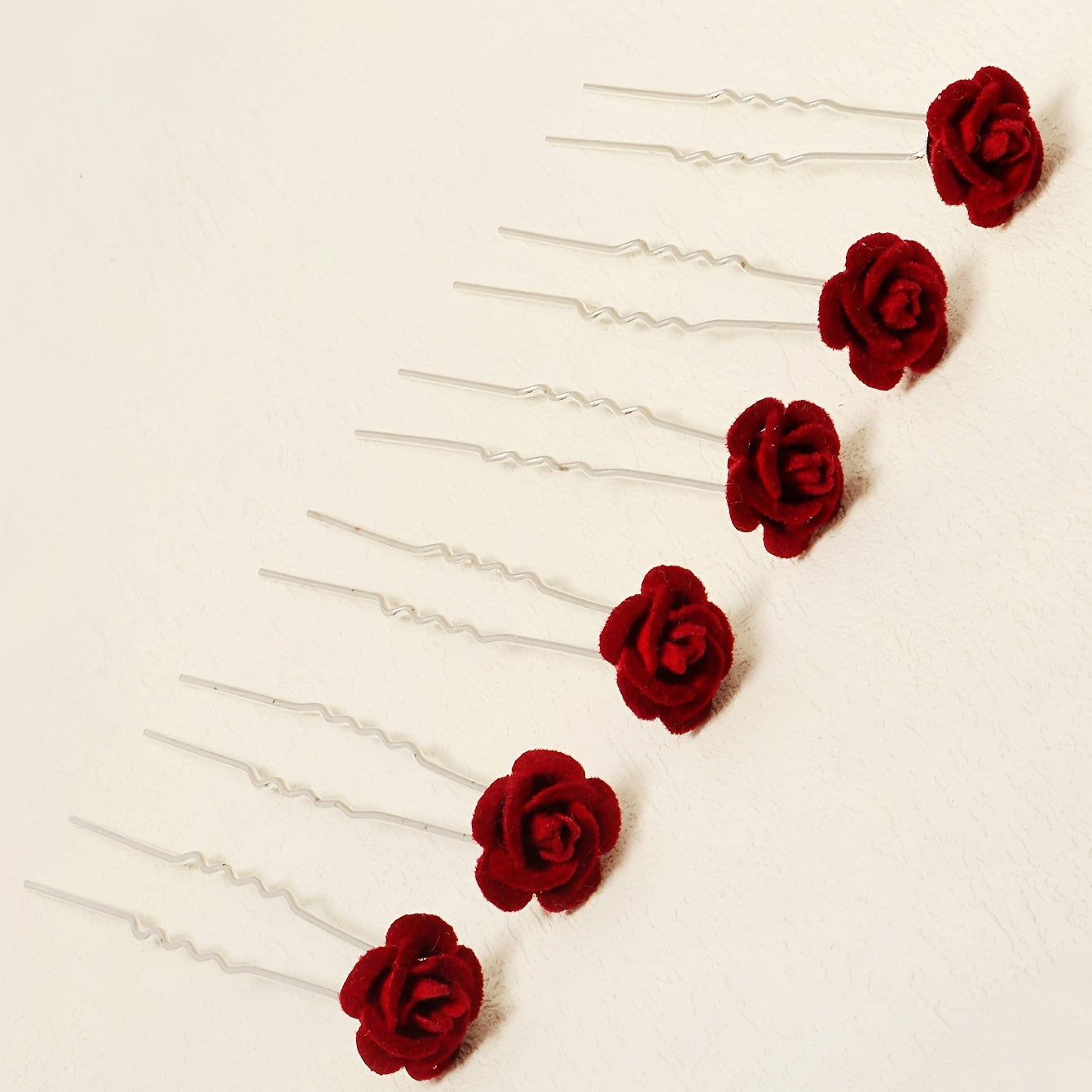 Rose Flower Hair Clips Wedding Bridal Barrette Set of 6