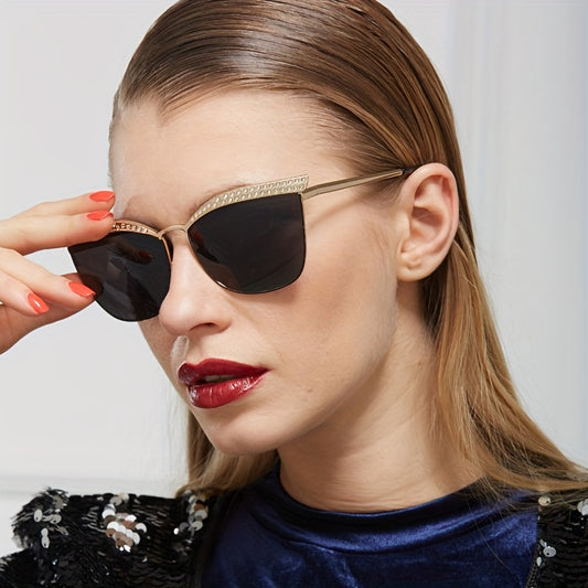 Rhinestone Mirror Lens Sunglasses UV400