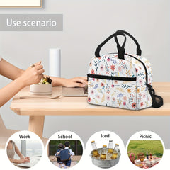 Pastel Flower Insulated Cooler Bag 23x12x20 - Spacious & Portable
