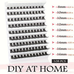 108pcs DIY Lash Extension Kit D Curl Lash Clusters Eyelash Extension Kit