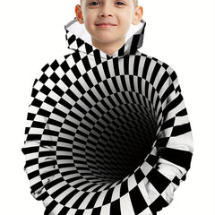 Checkerboard Pattern Kid's Hoodie for Spring Fall